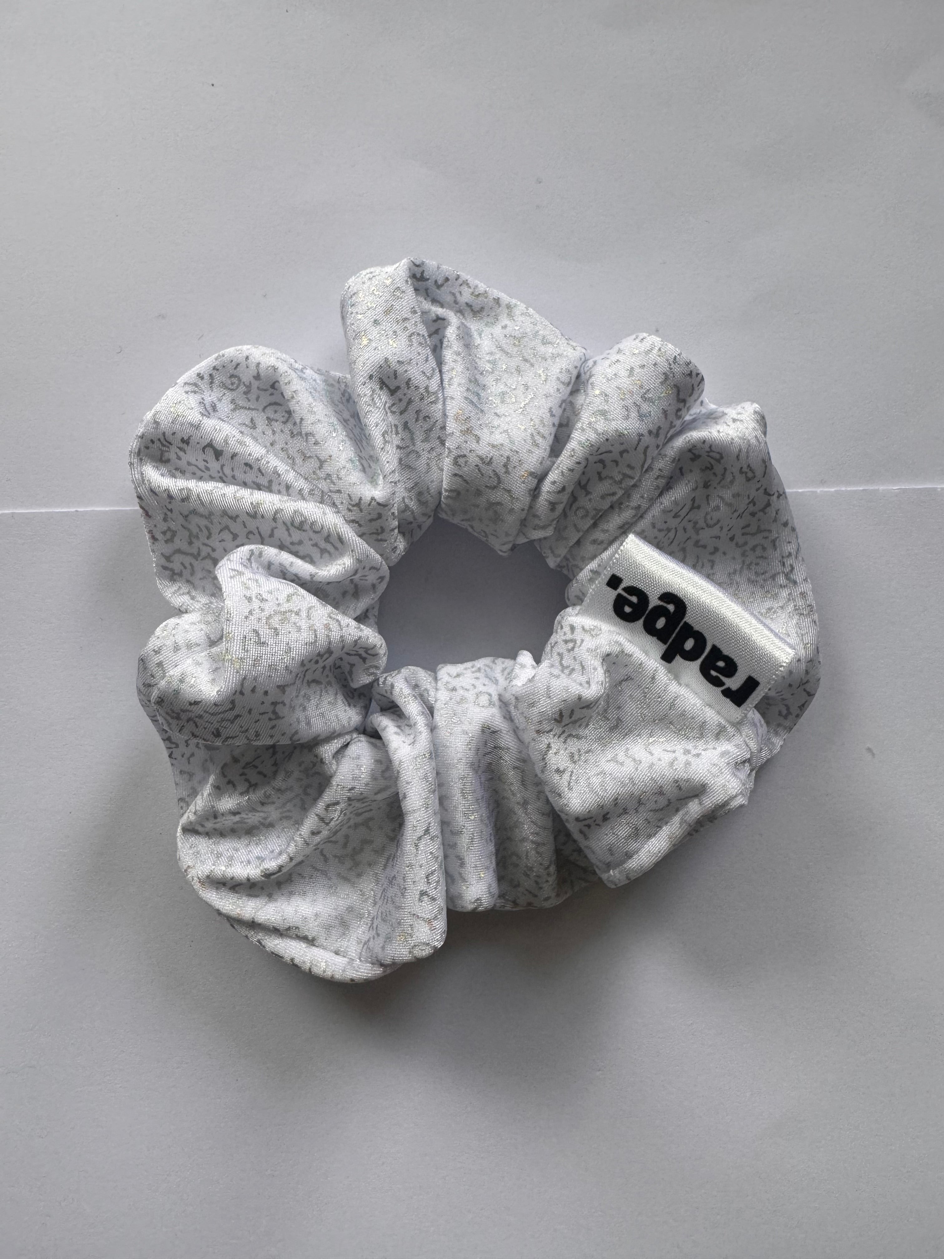 White + Silver Speckle Scrunchie