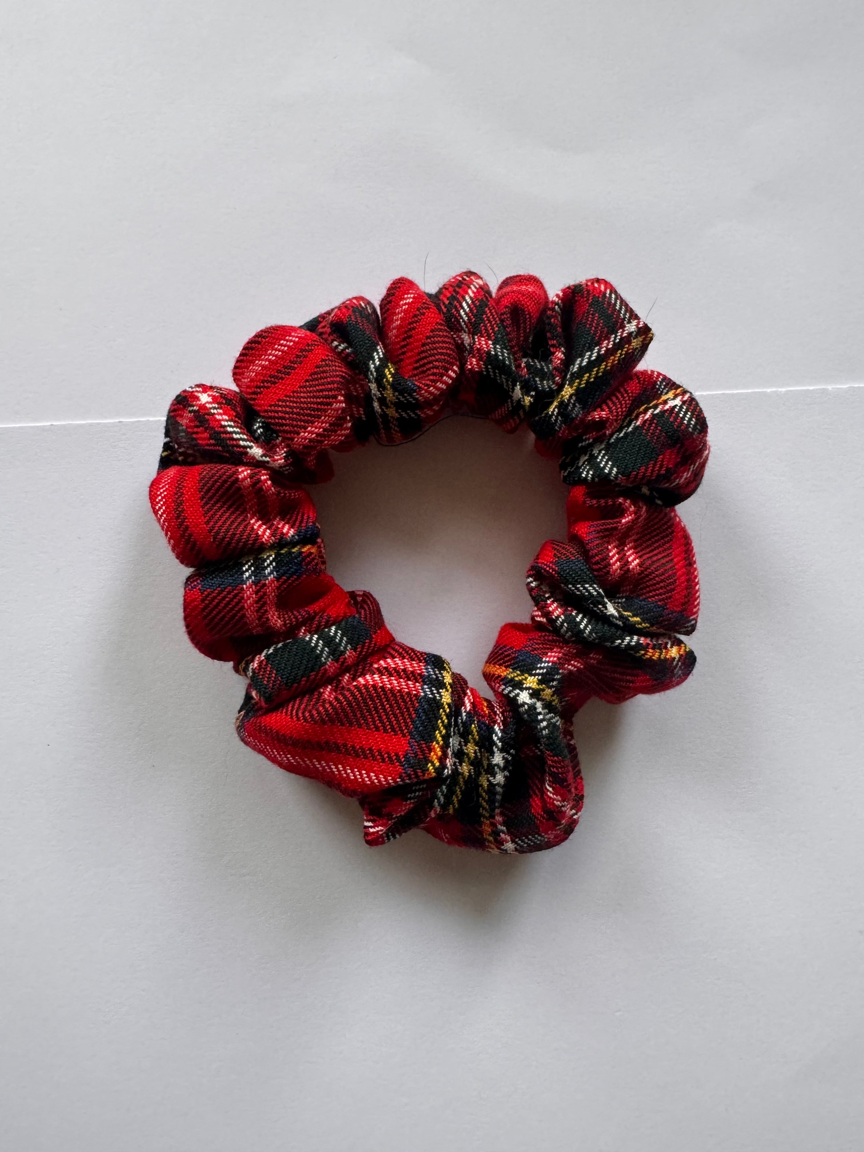 Red Tartan Mini Scrunchie