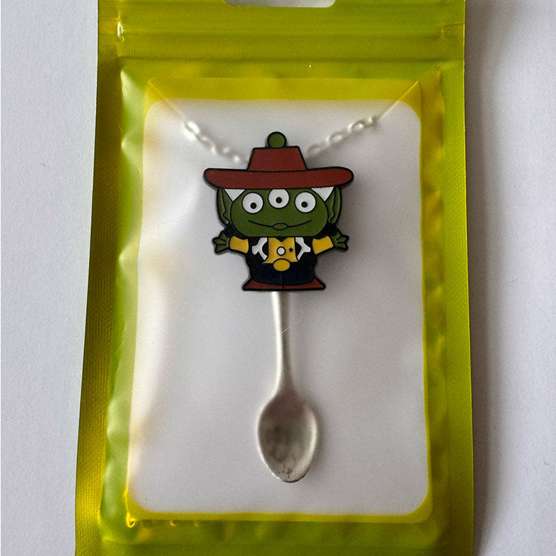 'Cowboy Pizza Planet Alien' Spoon Necklace