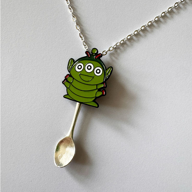'Green Pizza Planet Alien' Spoon Necklace
