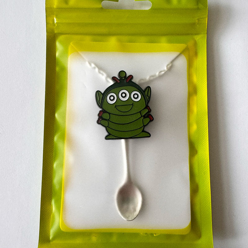 'Green Pizza Planet Alien' Spoon Necklace