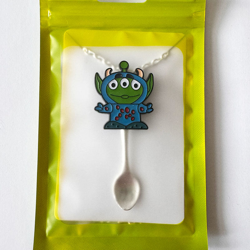 'Blue Pizza Planet Alien' Spoon Necklace