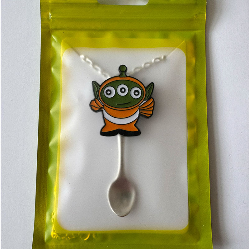 'Orange Pizza Planet Alien' Spoon Necklace