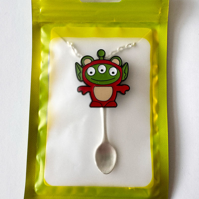 'Red Pizza Planet Alien' Spoon Necklace