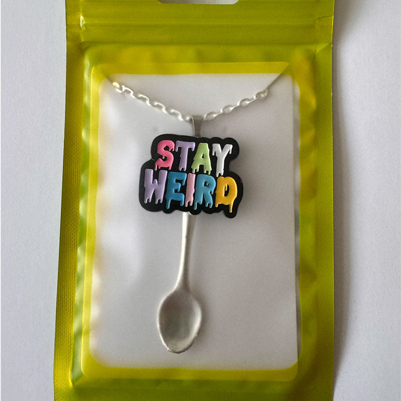 'Stay Weird' Multicolour Spoon Necklace