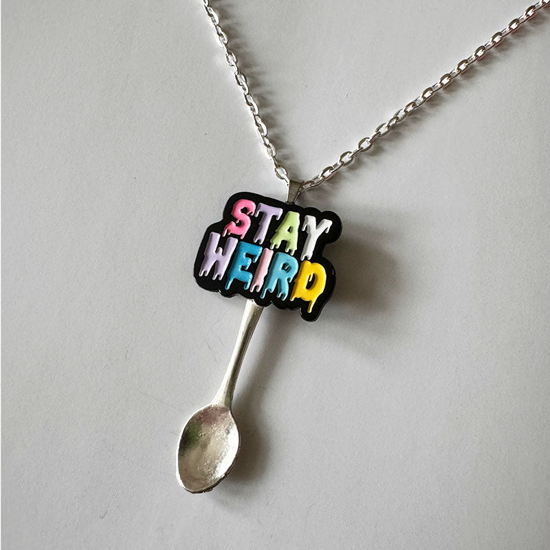 'Stay Weird' Multicolour Spoon Necklace